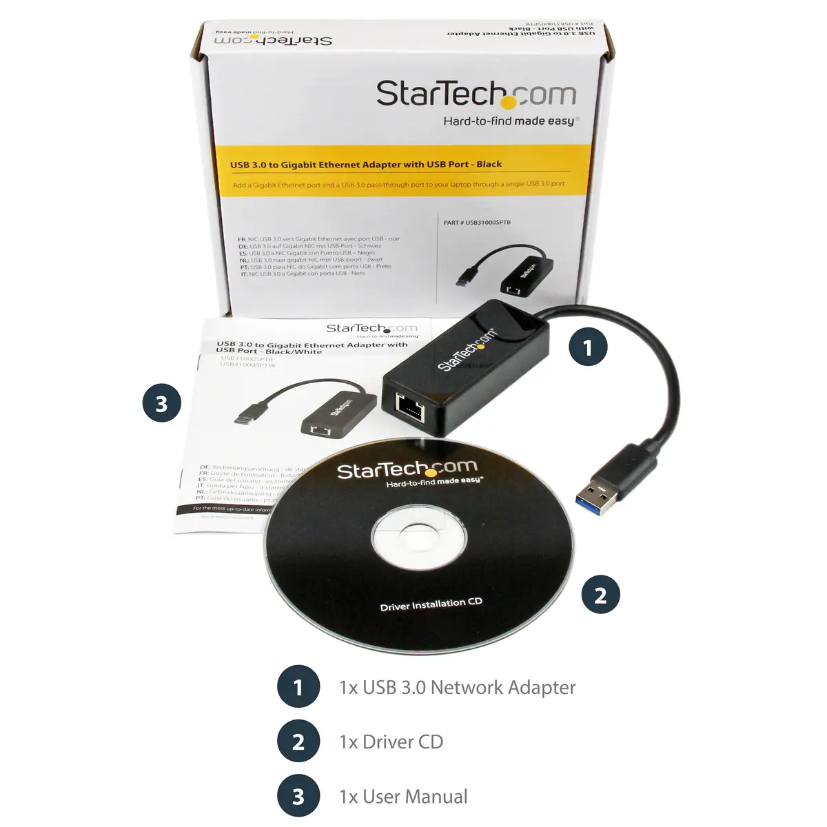 USB 3.0 auf Gigabit Ethernet Adapter Schwarz