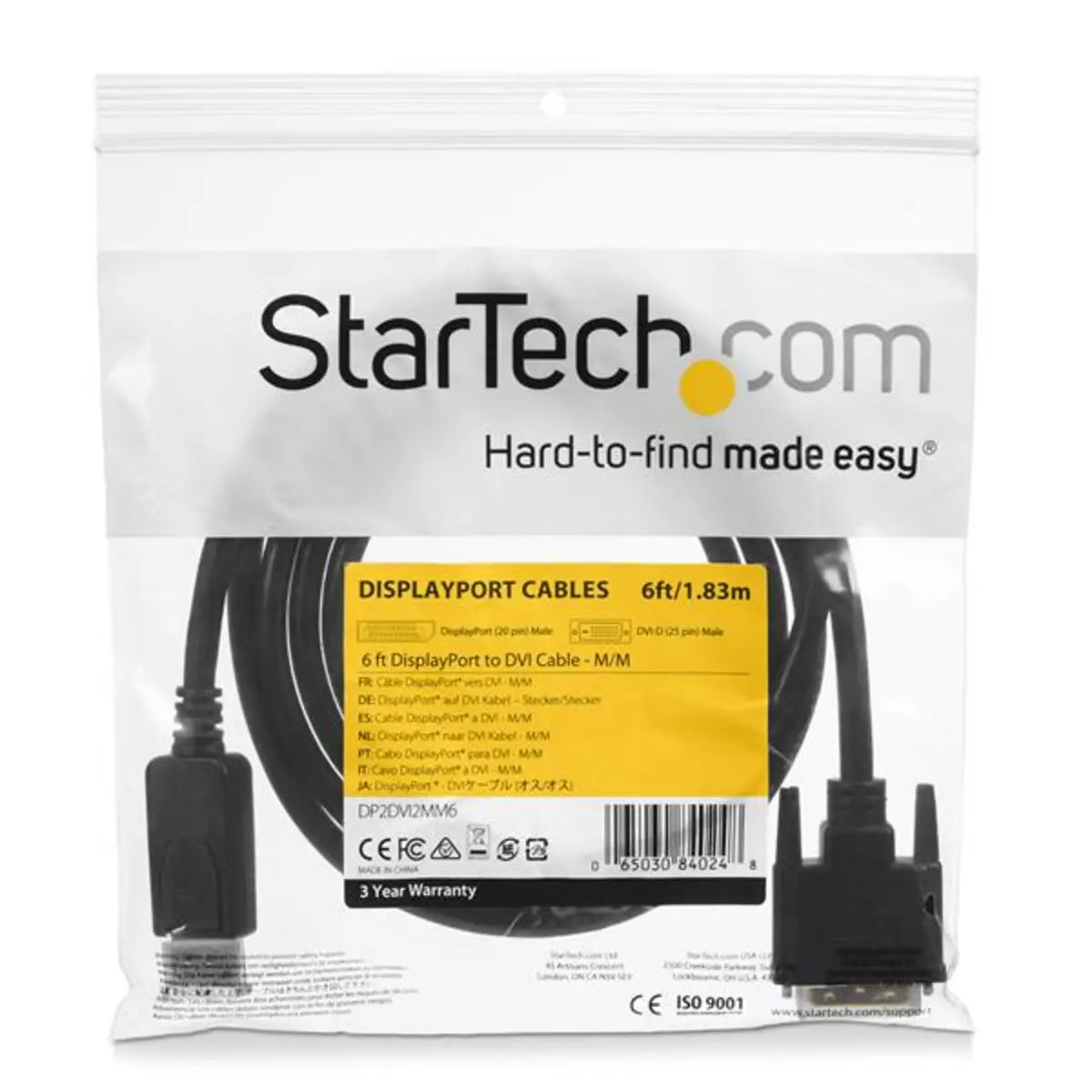 StarTech DisplayPort/DVI adaptorcable plug/plug black 1,8 m