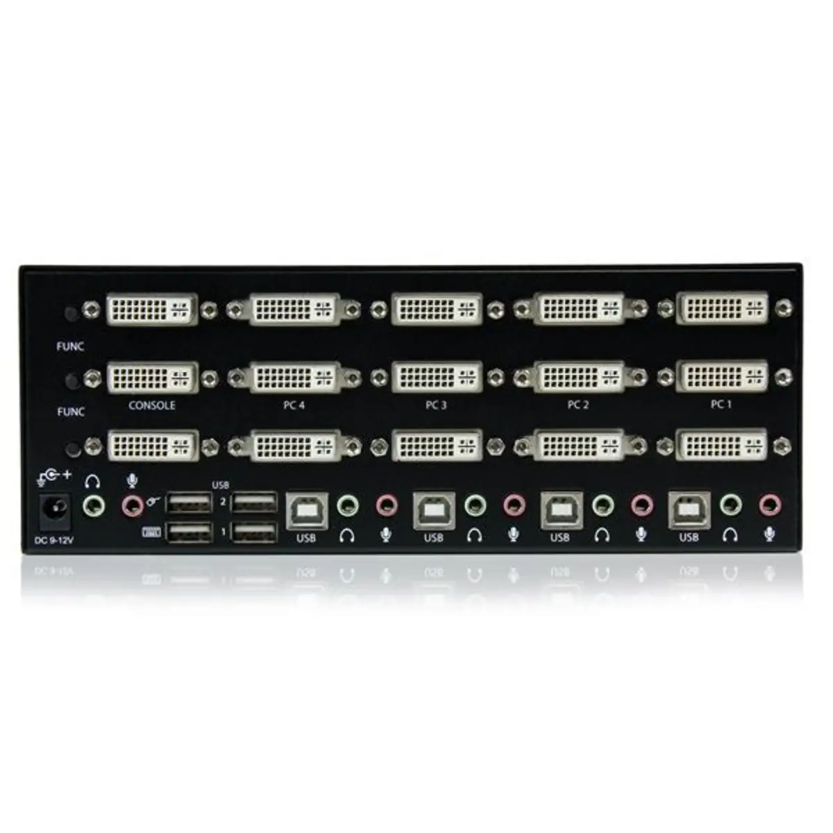 Dreifach-Head-Computer DVI/USB KVM Switch mit Audio und USB 2.0 Hub 4 Port