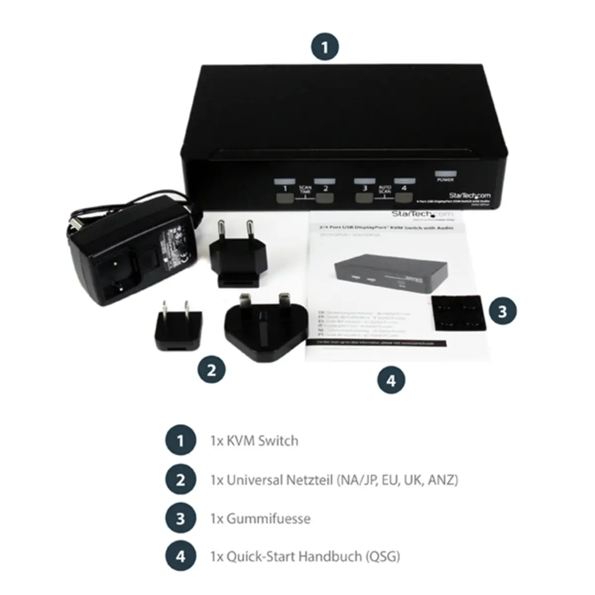 StarTech DisplayPort USB KVM Switch with Audio 4 Port