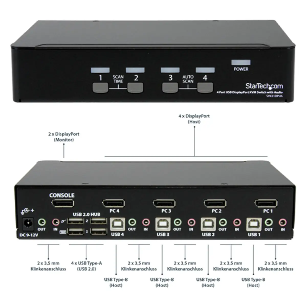 StarTech DisplayPort USB KVM Switch with Audio 4 Port