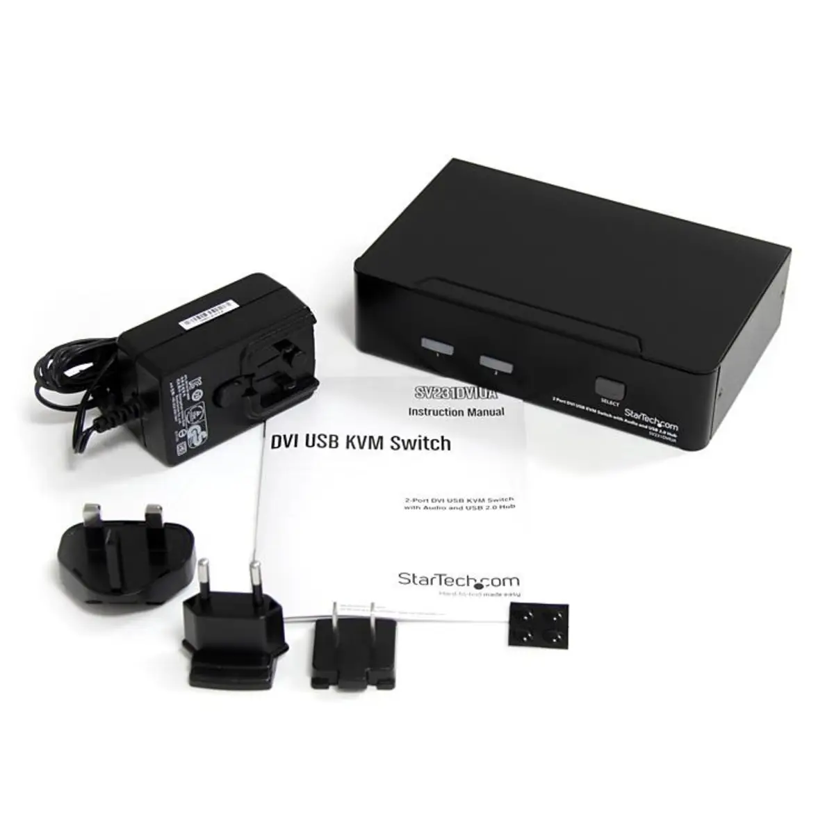 DVI USB KVM Switch mit Audio und USB 2.0 Hub 2 Port