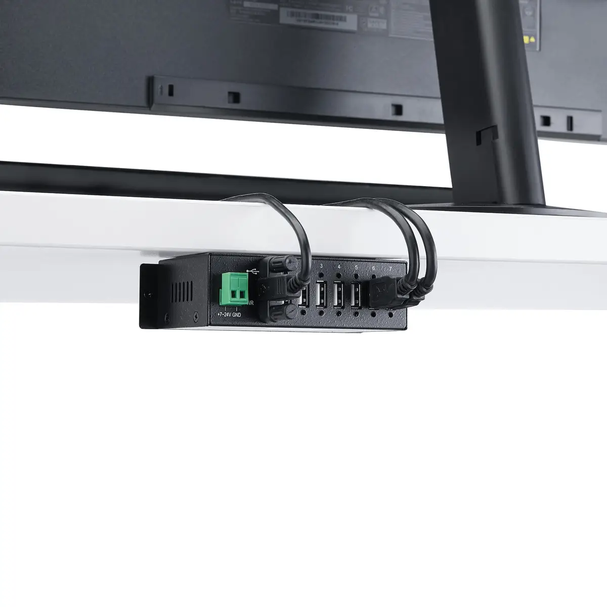 Industrieller USB 2.0 Hub 7 Port Schwarz