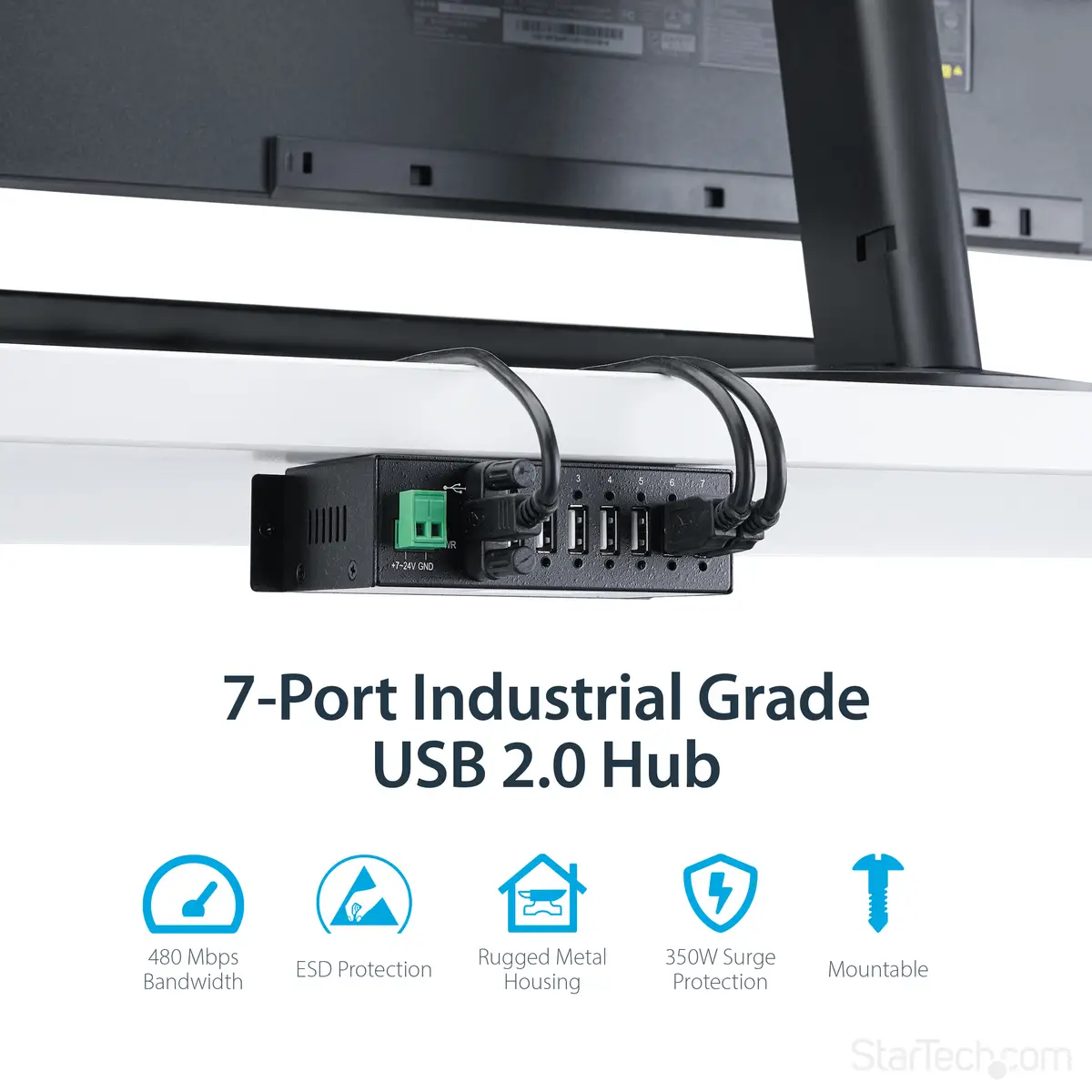 StarTech Industrieller USB 2.0 Hub 7 Port black