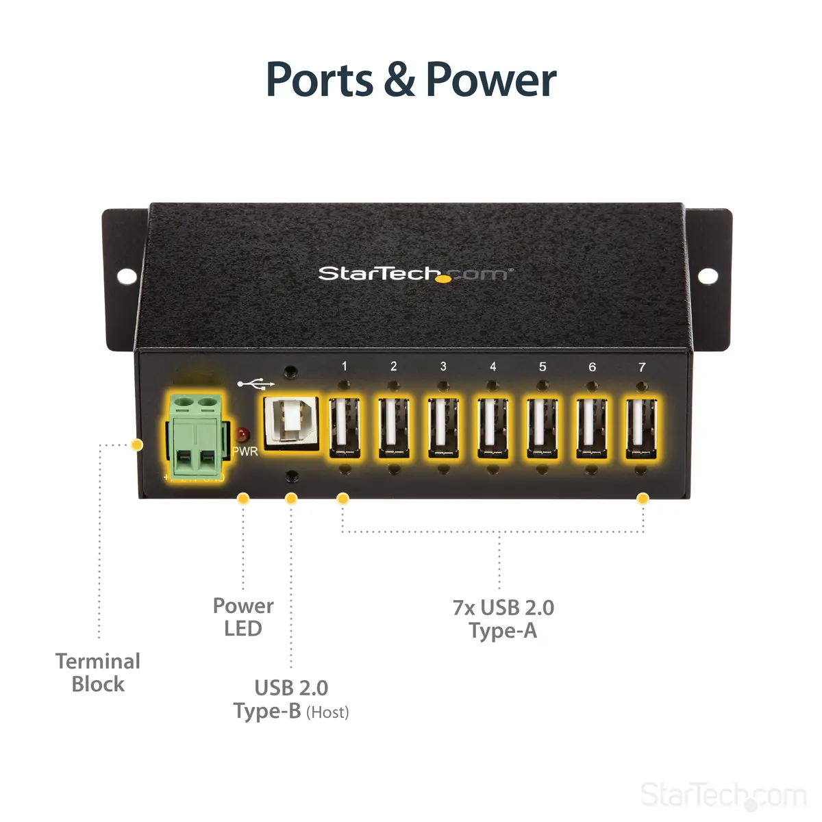 StarTech Industrieller USB 2.0 Hub 7 Port black