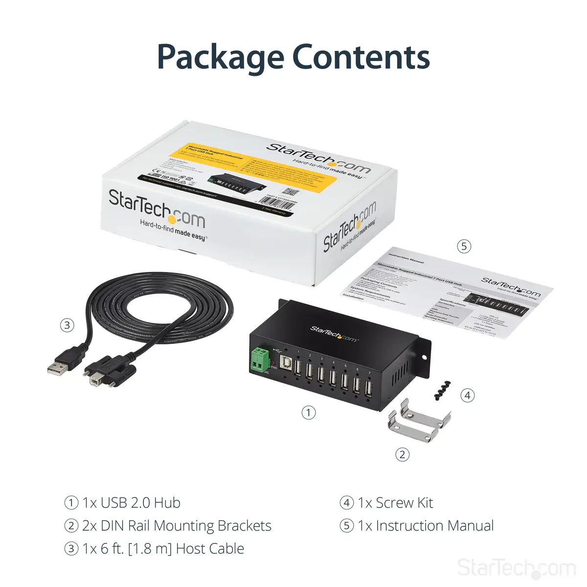 StarTech Industrieller USB 2.0 Hub 7 Port black