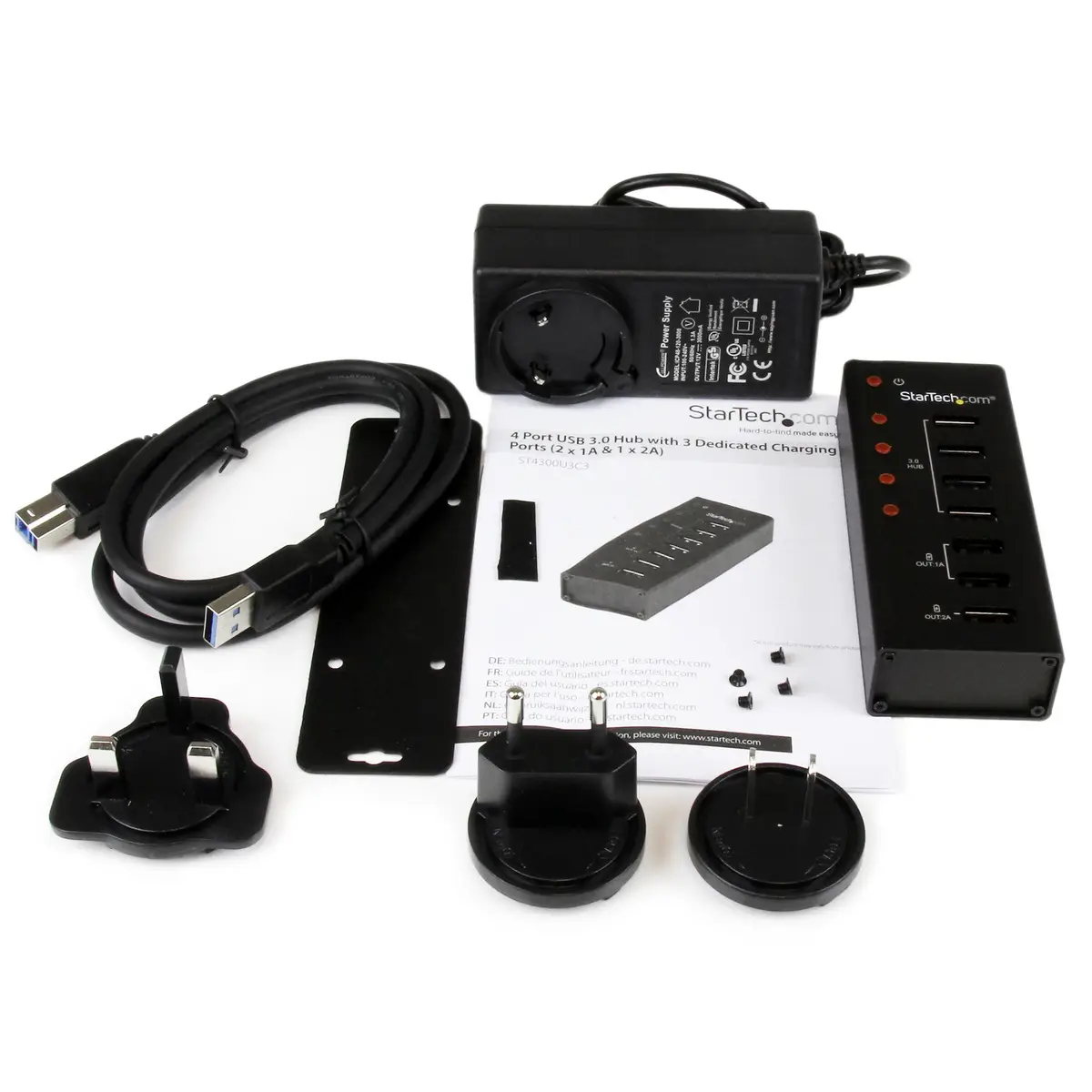 StarTech 4-Port USB 3.0 Hub plus 3 chargingconnectors black