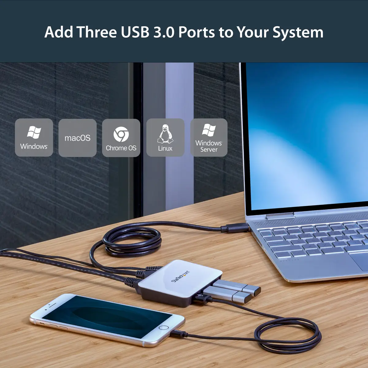 3 Port USB 3.0 Hub mit Gigabit Ethernet