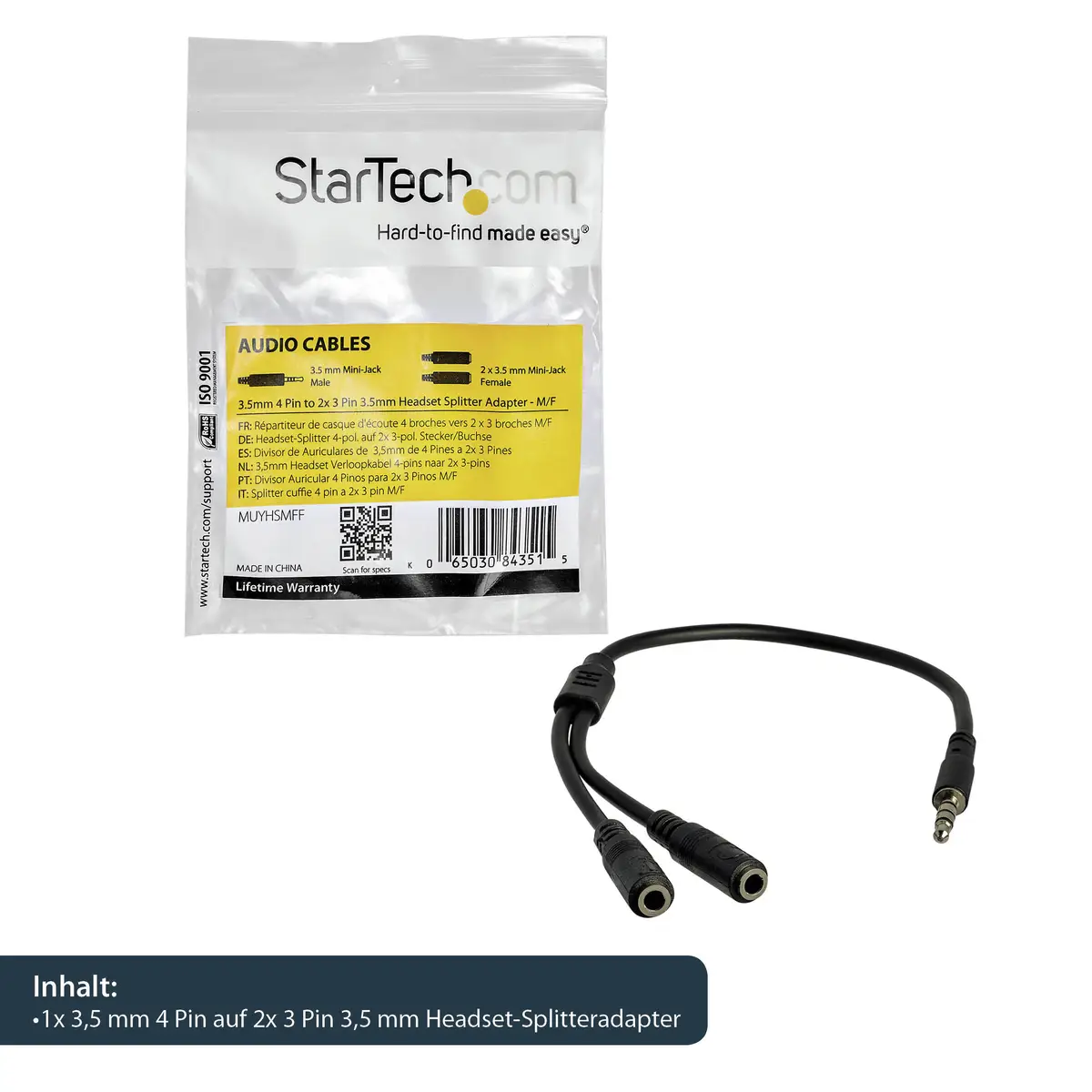 StarTech 3,5 mm cinch Audio Y-cable plug/socket black