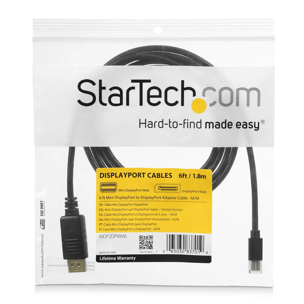 StarTech Mini-DisplayPort/DisplayPort cable plug/plug black 1,8 m