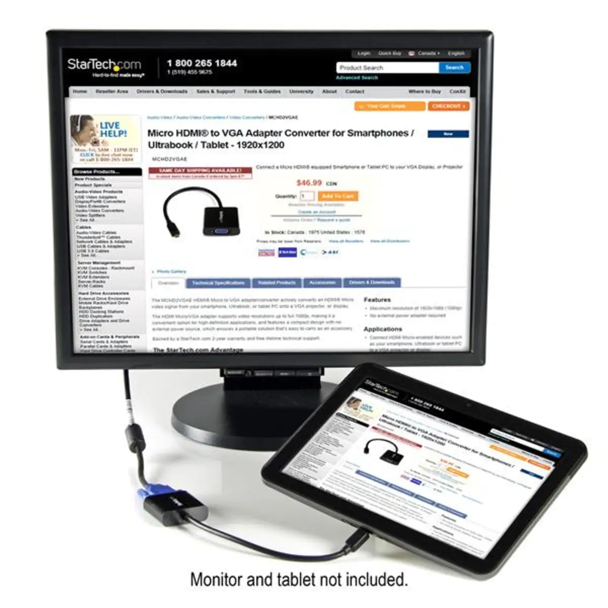 Micro-HDMI/VGA Adapter Stecker/Buchse Schwarz