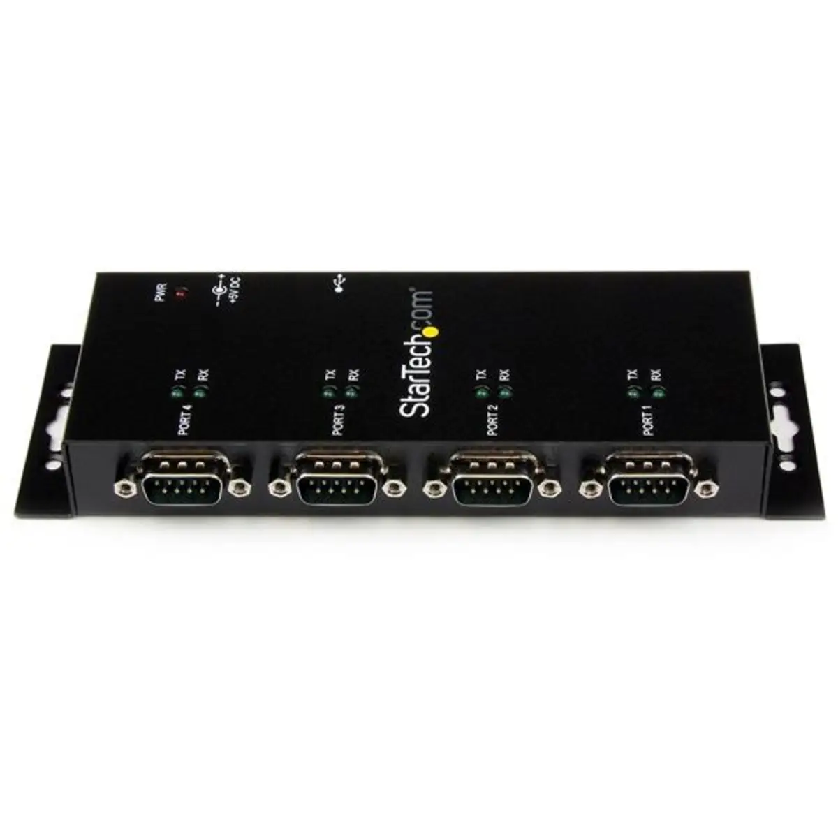 4 Port USB auf Seriell Adapter Hub DIN-Schienen/Wandmontagefähig USB/4xDB-9 Schwarz