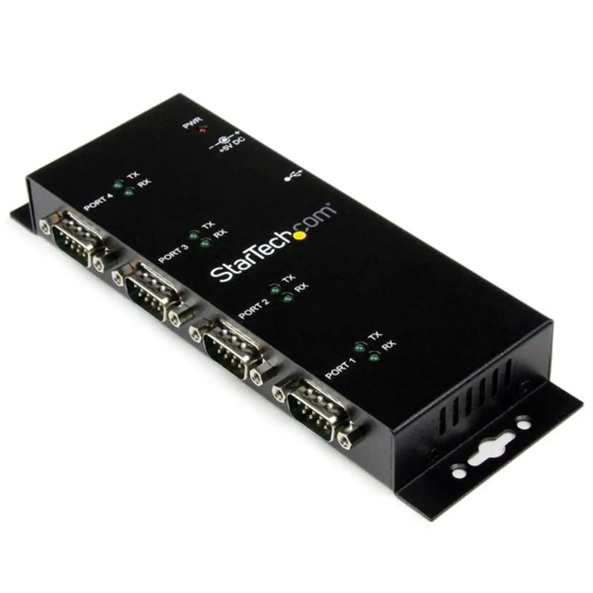 4 Port USB auf Seriell Adapter Hub DIN-Schienen/Wandmontagefähig USB/4xDB-9 Schwarz