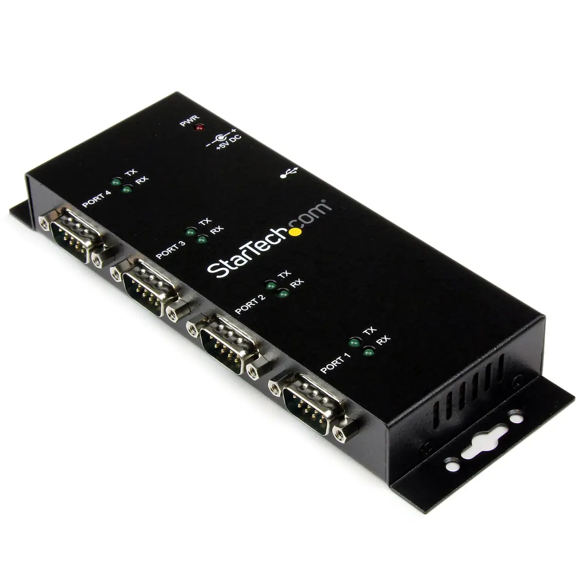 4 Port USB auf Seriell Adapter Hub DIN-Schienen/Wandmontagefähig USB/4xDB-9 Schwarz