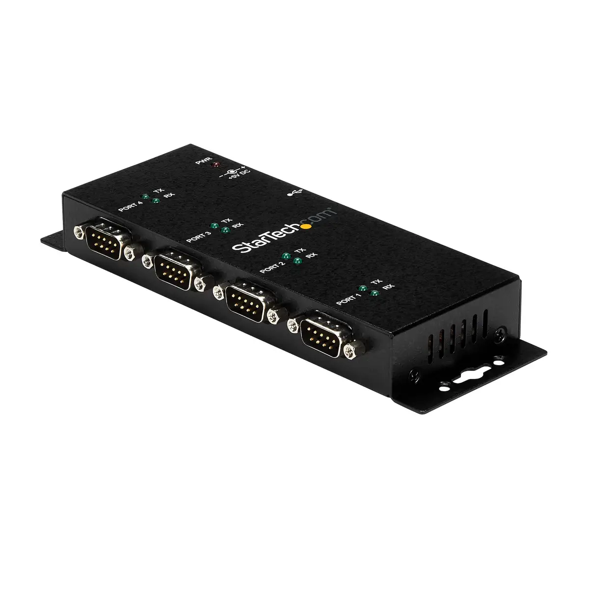 4 Port USB auf Seriell Adapter Hub DIN-Schienen/Wandmontagefähig USB/4xDB-9 Schwarz