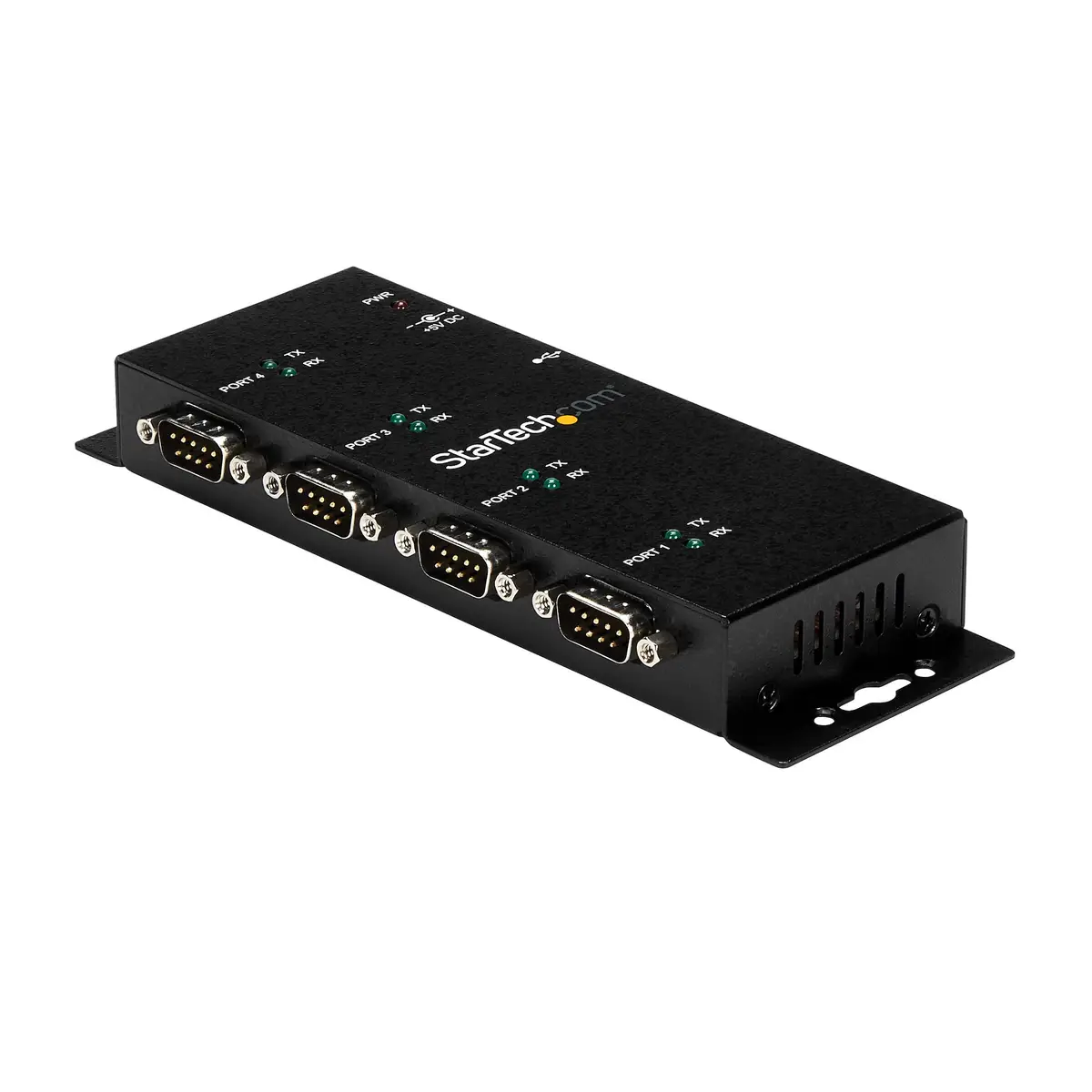 4 Port USB auf Seriell Adapter Hub DIN-Schienen/Wandmontagefähig USB/4xDB-9 Schwarz