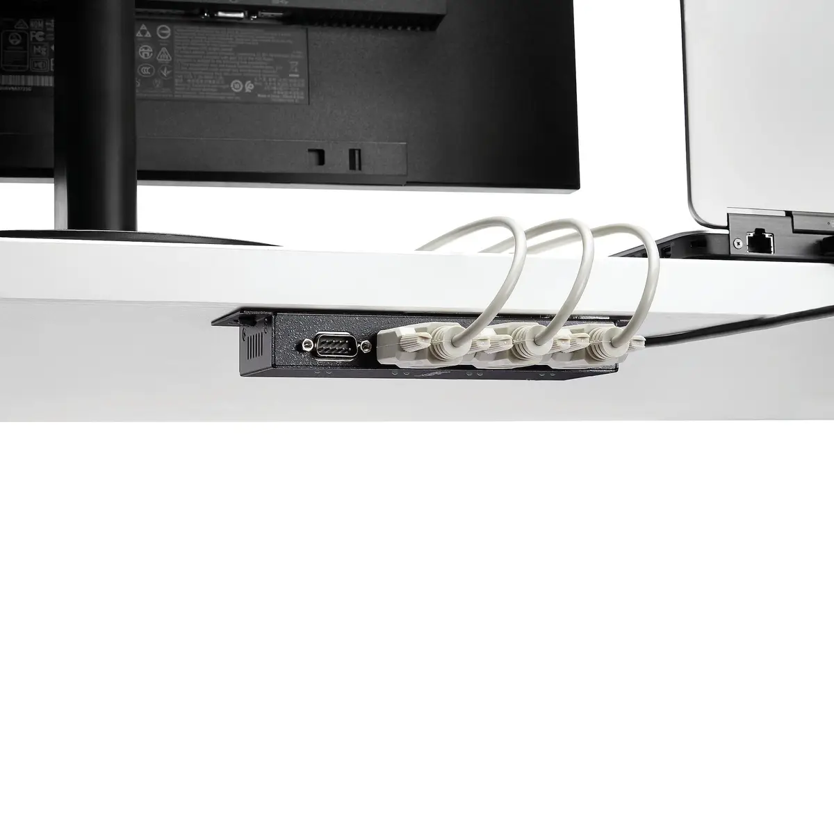 4 Port USB auf Seriell Adapter Hub DIN-Schienen/Wandmontagefähig USB/4xDB-9 Schwarz