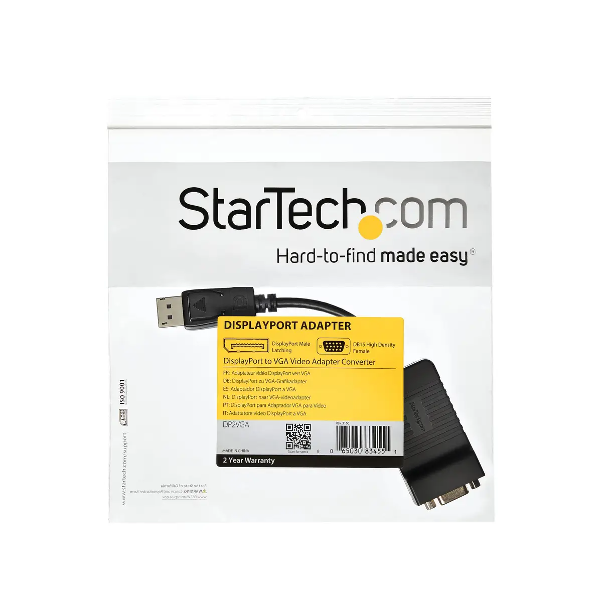 StarTech DisplayPort/VGA adaptor black