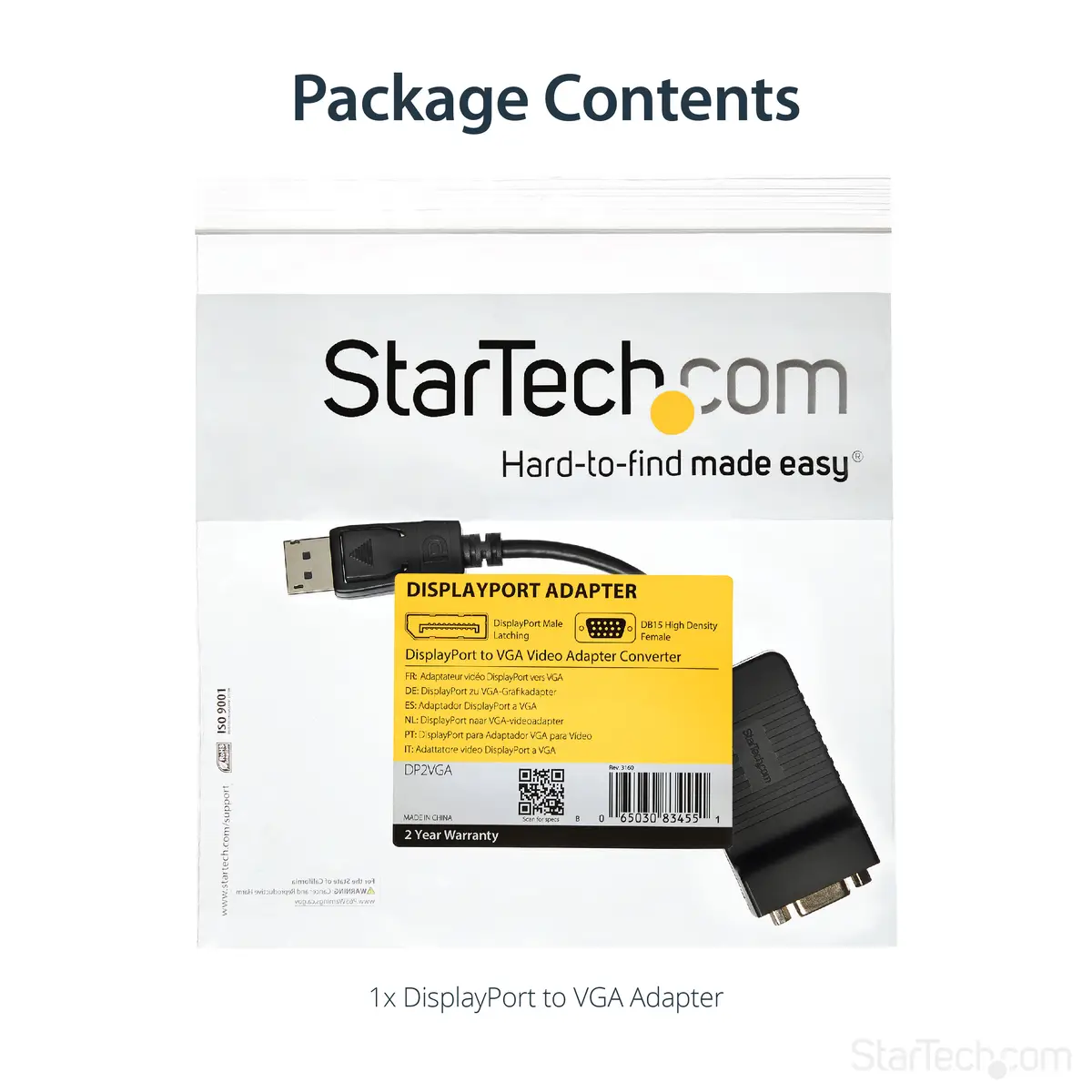 StarTech DisplayPort/VGA adaptor black
