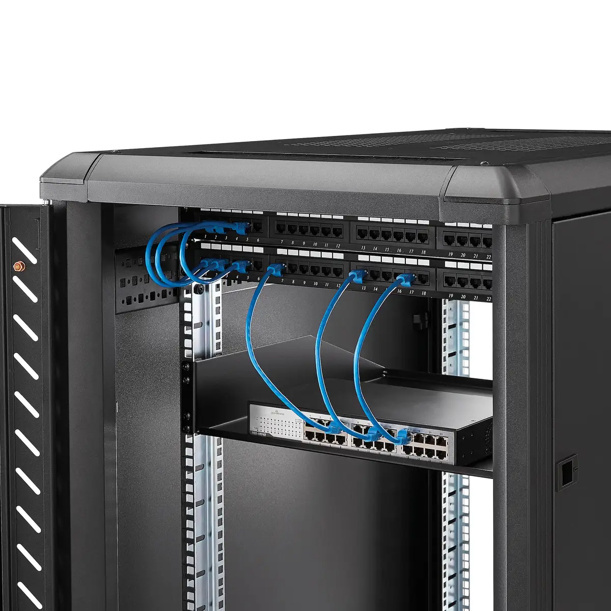 2 HE 19 Fest montierbarer Schwerlast Fachboden für Server Rack/ Schrank bis 56 Kg