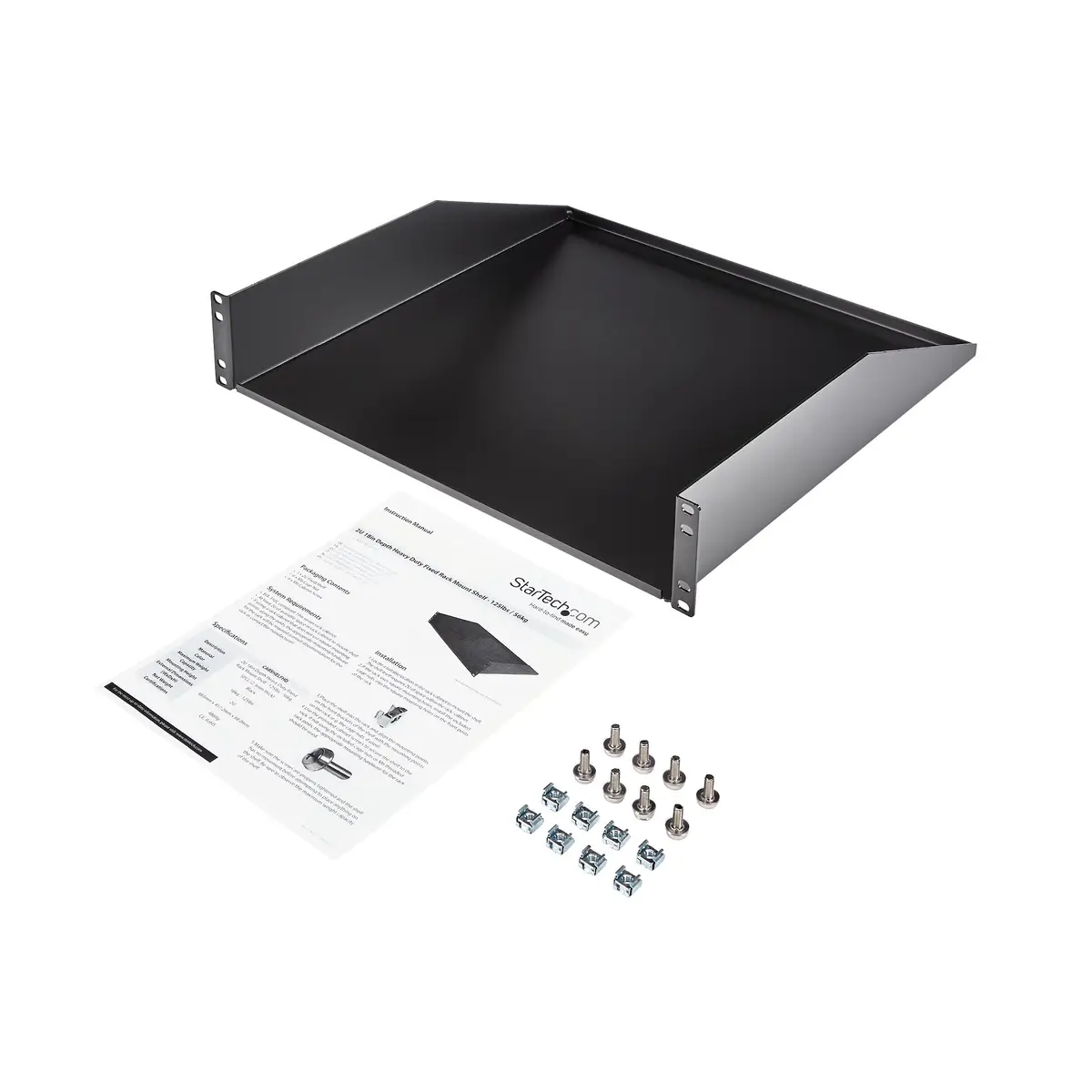 2 HE 19 Fest montierbarer Schwerlast Fachboden für Server Rack/ Schrank bis 56 Kg