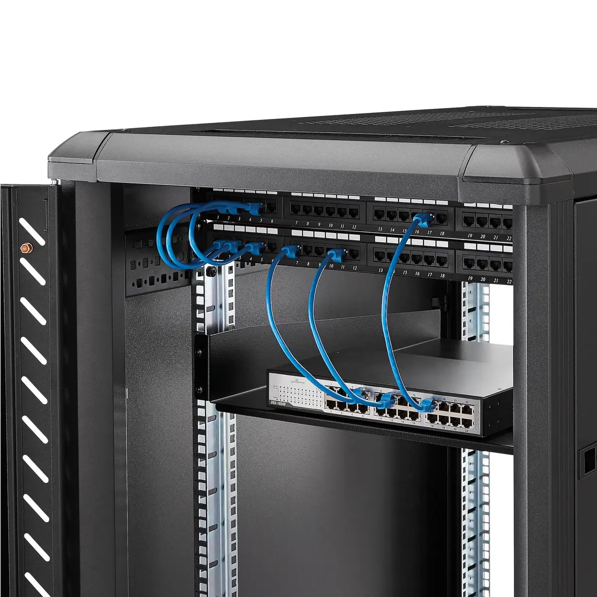 Fachboden 19" 2HE Rack Mount schwarz