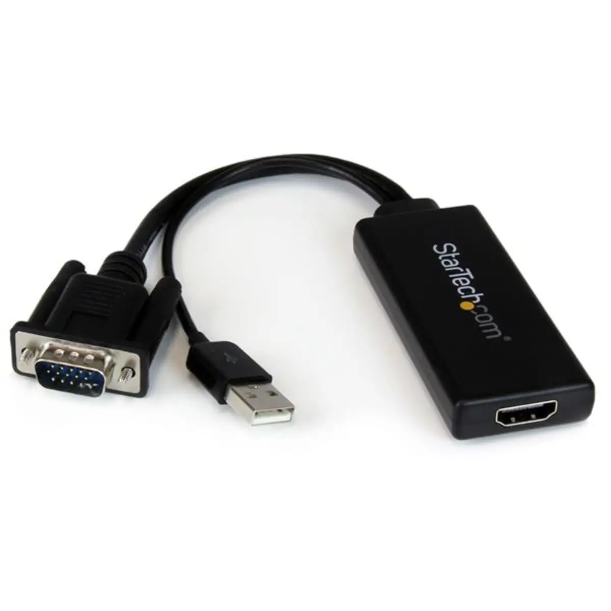 VGA Stecker auf HDMI Buchse Adapter mit USB Stecker Audio und Power Converter Schwarz