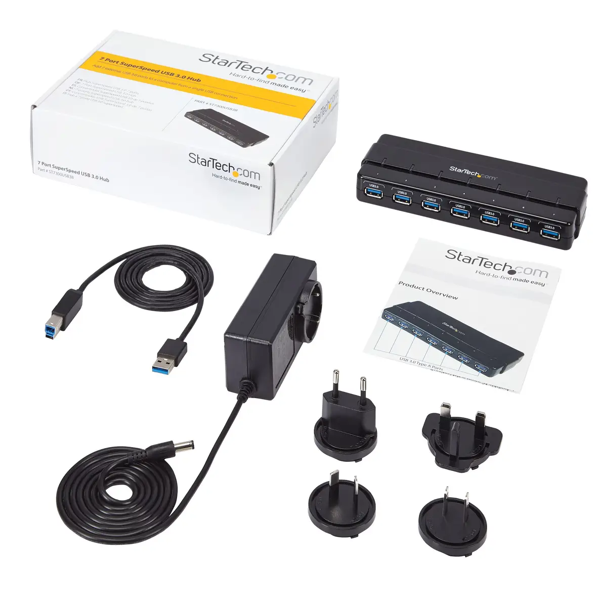 USB 3.0 Hub 7 Port mit Power Adapter Schwarz