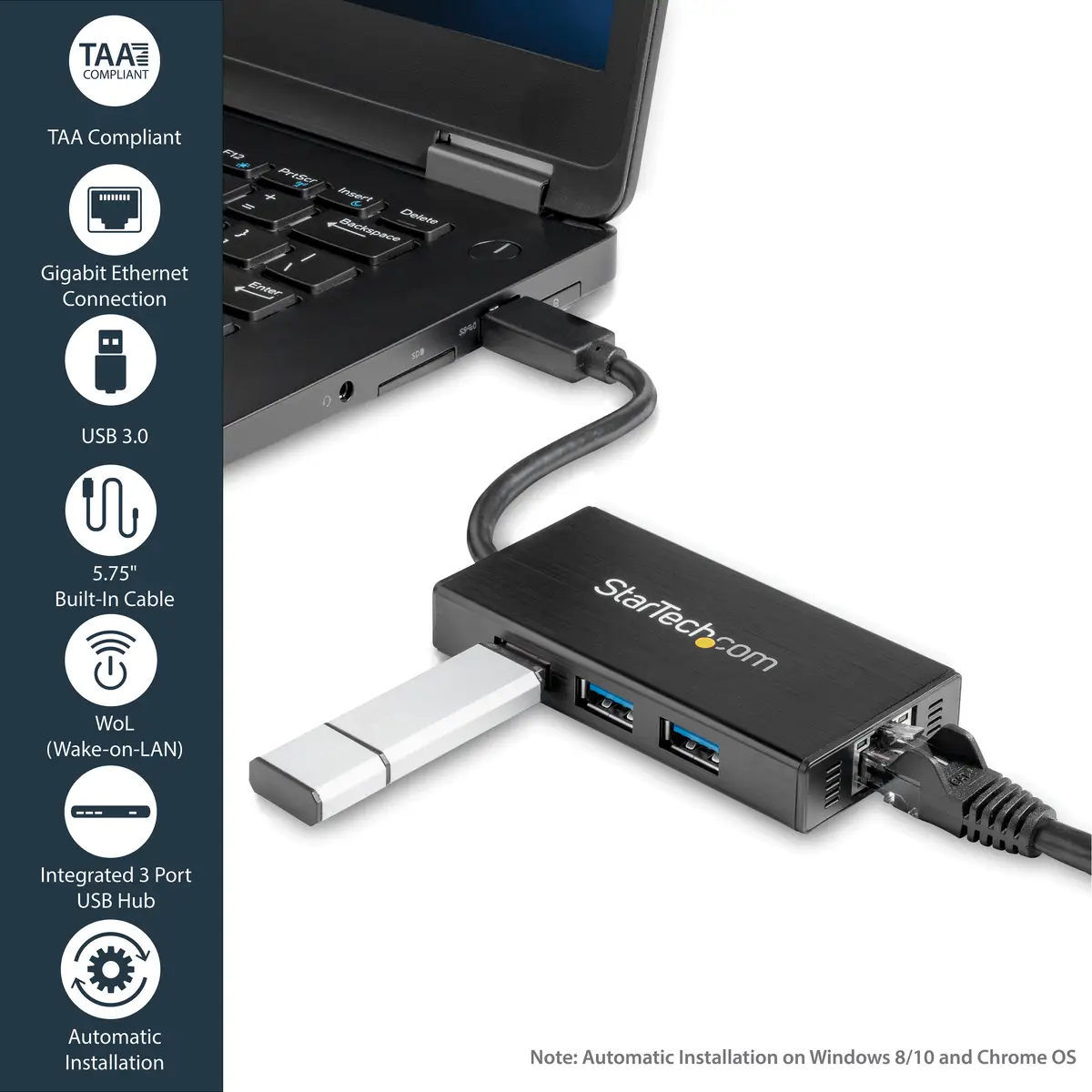 StarTech 3-Port USB 3.0 Hub with Gigabit Ethernet adaptor NIC