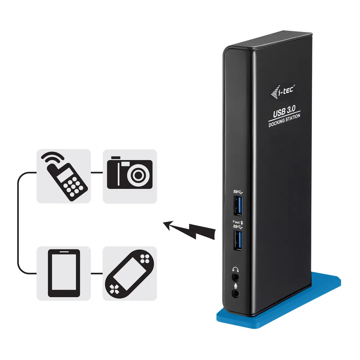 i-tec USB 3.0 Dual HD Video Docking Station Glan Audio USB 3.0 Hub
