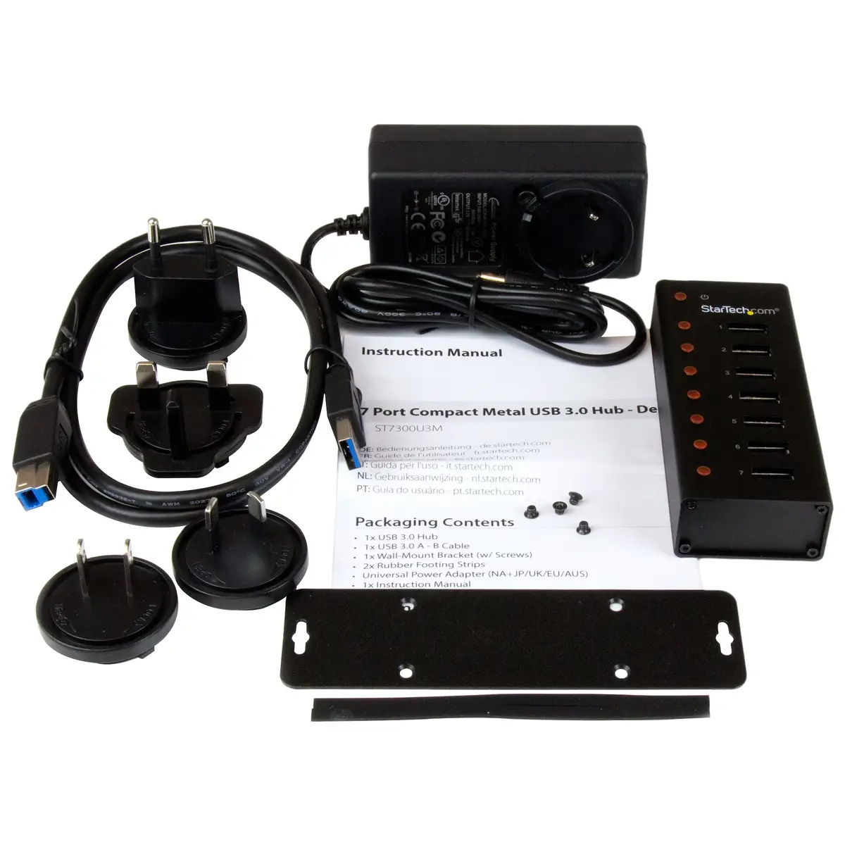 7-Port USB 3.0 Hub schwarz