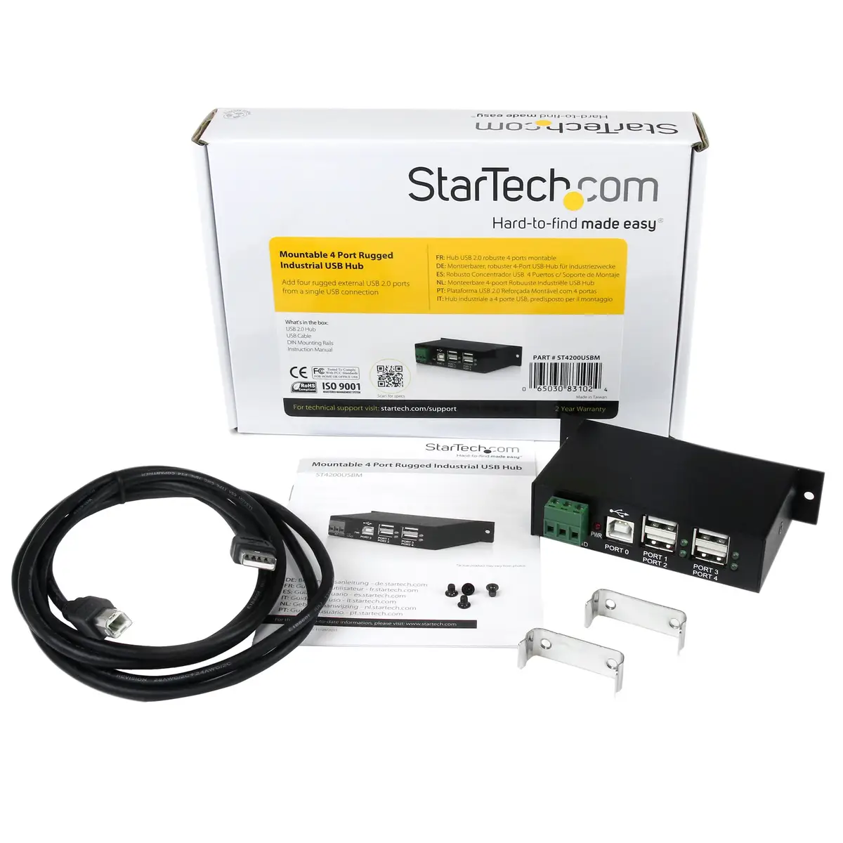 StarTech 4 Port USB 2.0 Hub black