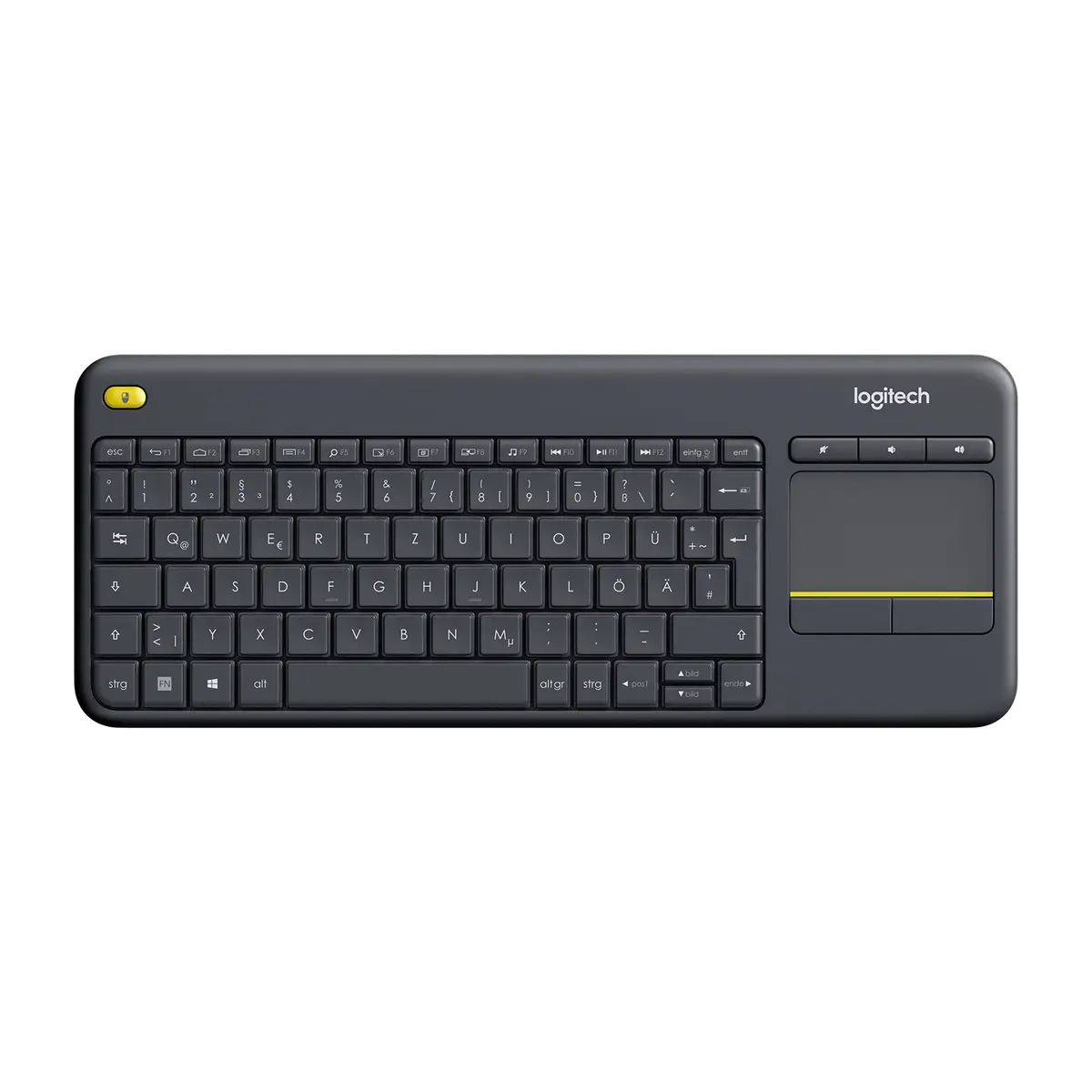 Tastatur K400 Plus Wireless USB Schwarz Layout Deutsch