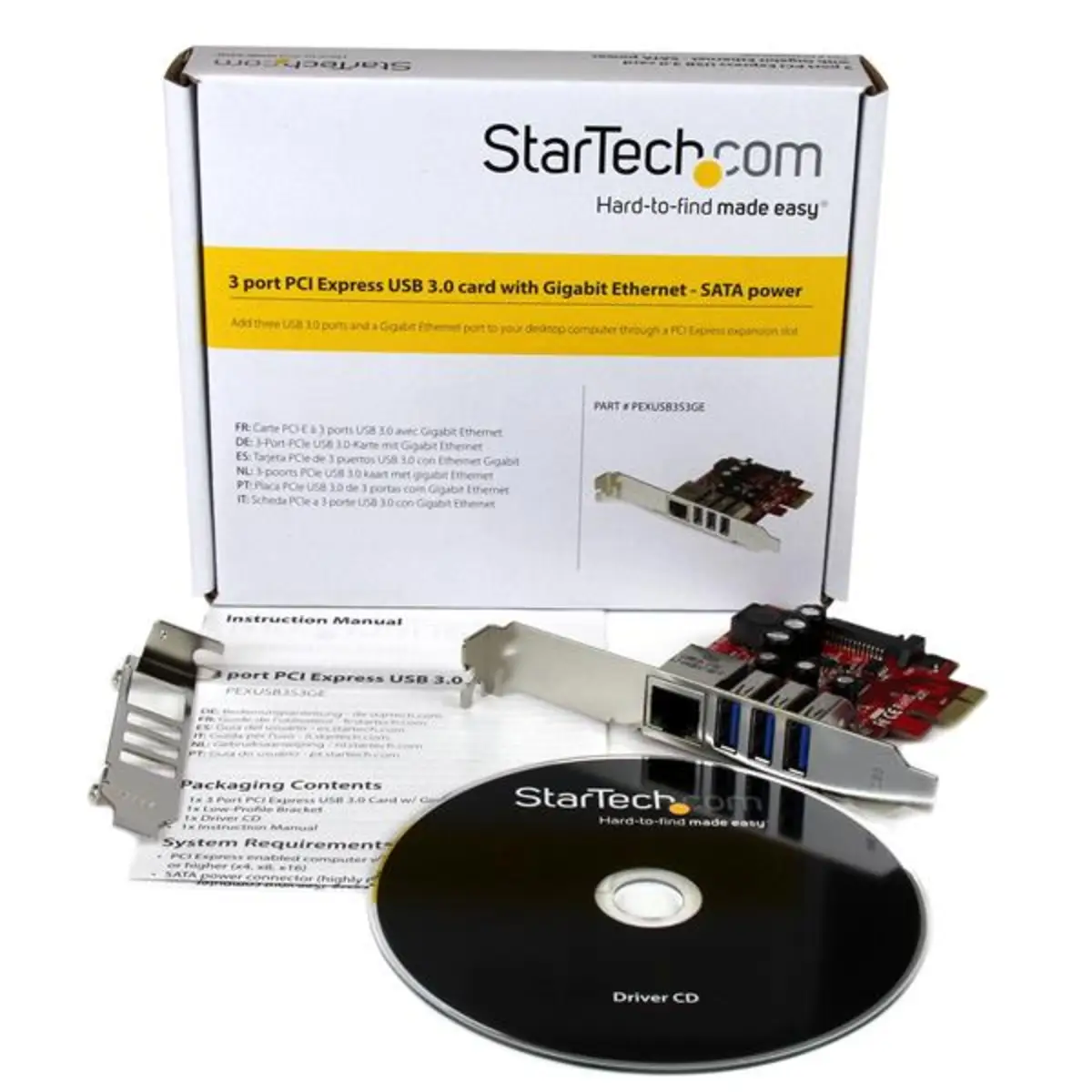 3-Port PCIe USB 3.0 Schnittstellenkarte mit Gigabit Ethernet