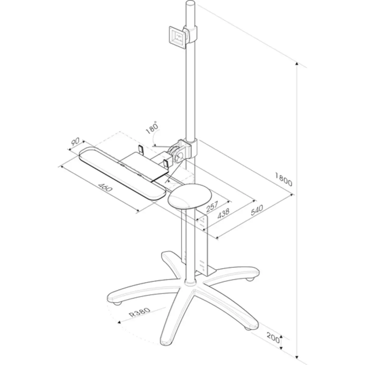 PC/LCD-Rollständer 180cm