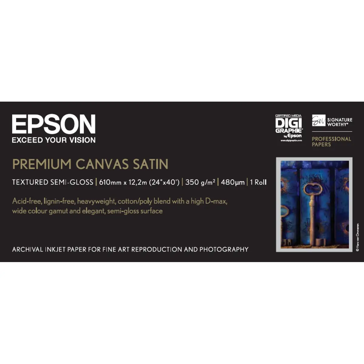 Art Premier Water Resistant Canvas 61,0 cm (24Inch)x13m 350g/m² for Stylus Pro 7500 Sty Pro 7600/9500/9600/10000CF