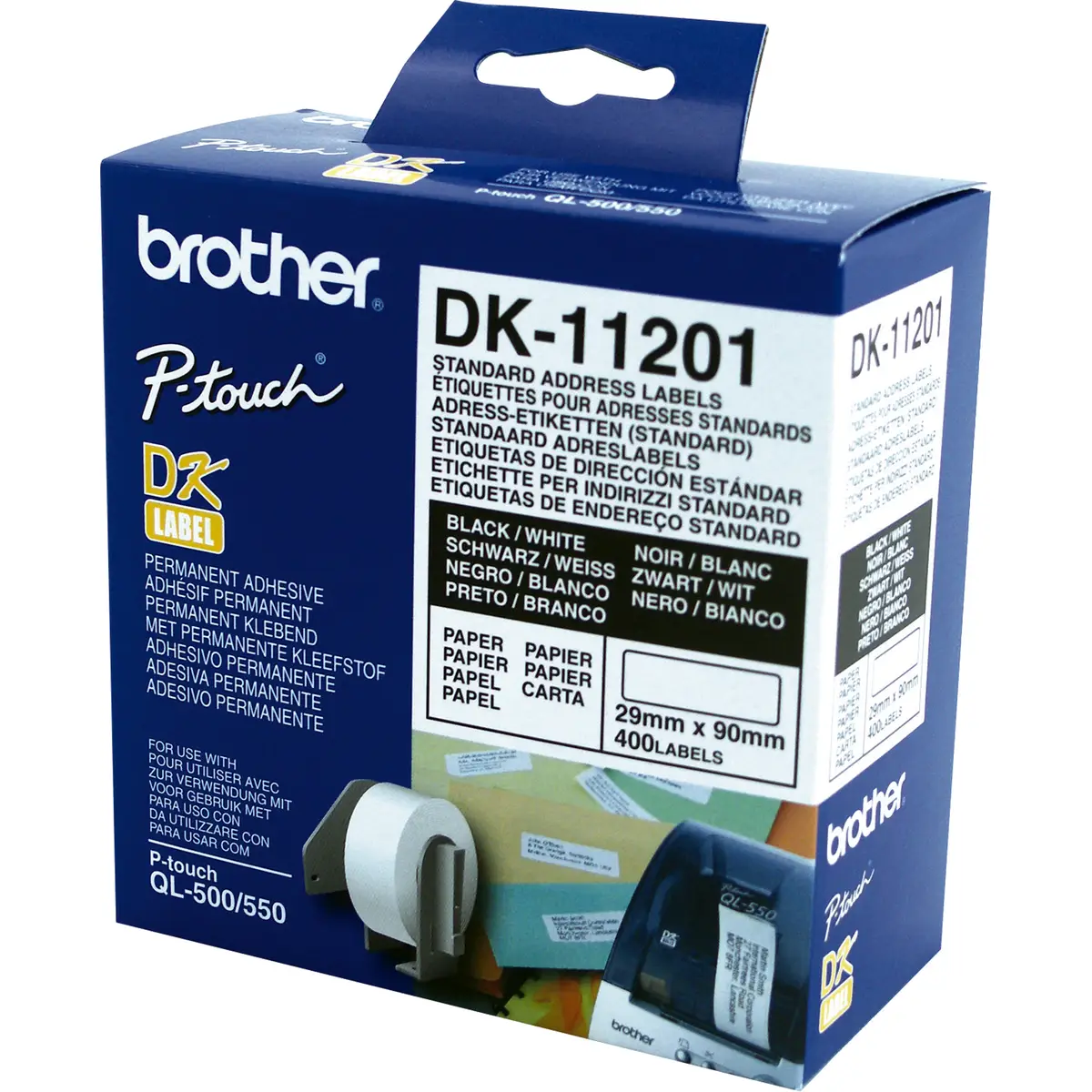 Bredher DK Single Lable Rolls white Adress-Etikett, Paper, 29x90mm, 400Et./Roll for QL-500/660