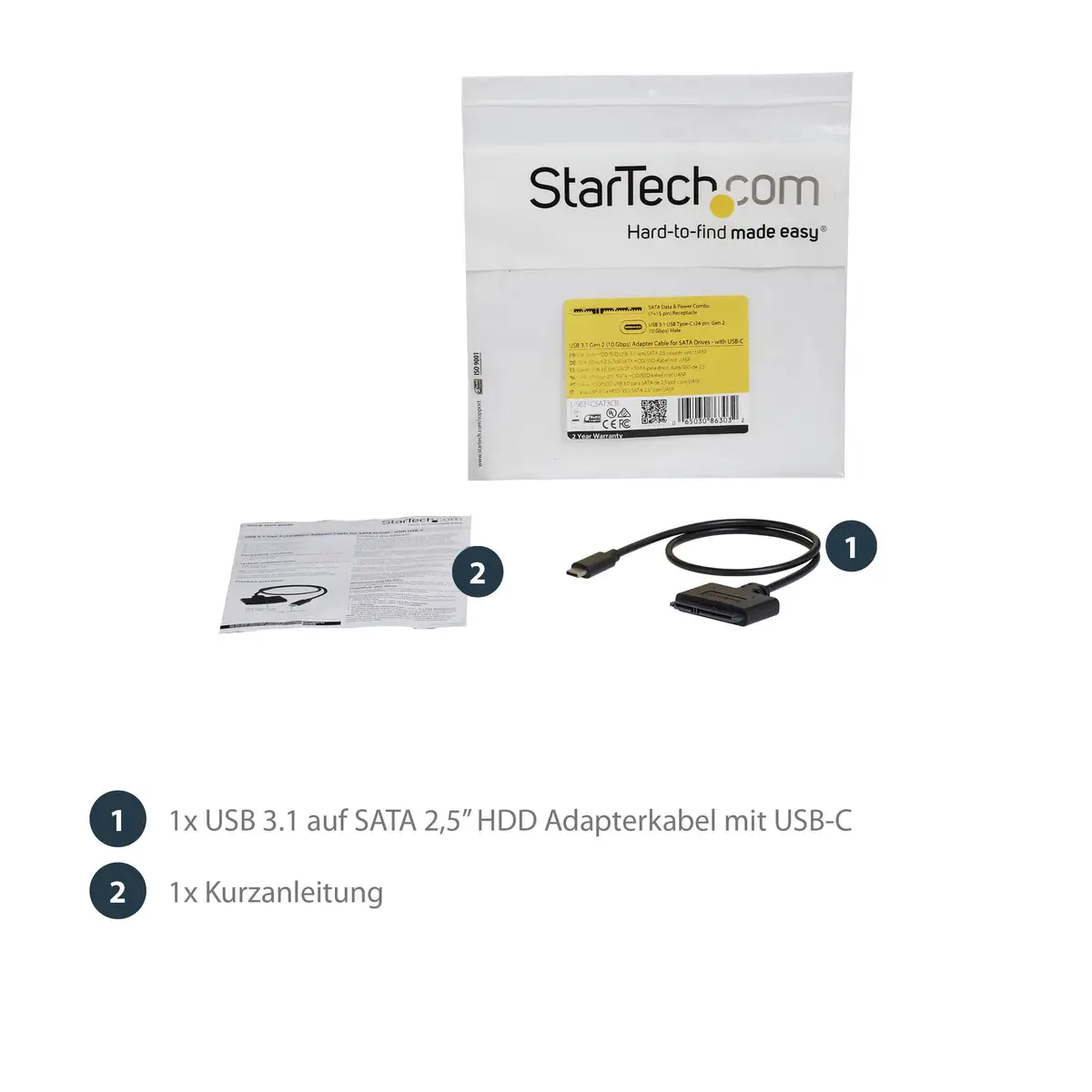 StarTech USB 3.1 adaptorcable with USB-C for 2,5inch SATA Ltowerke