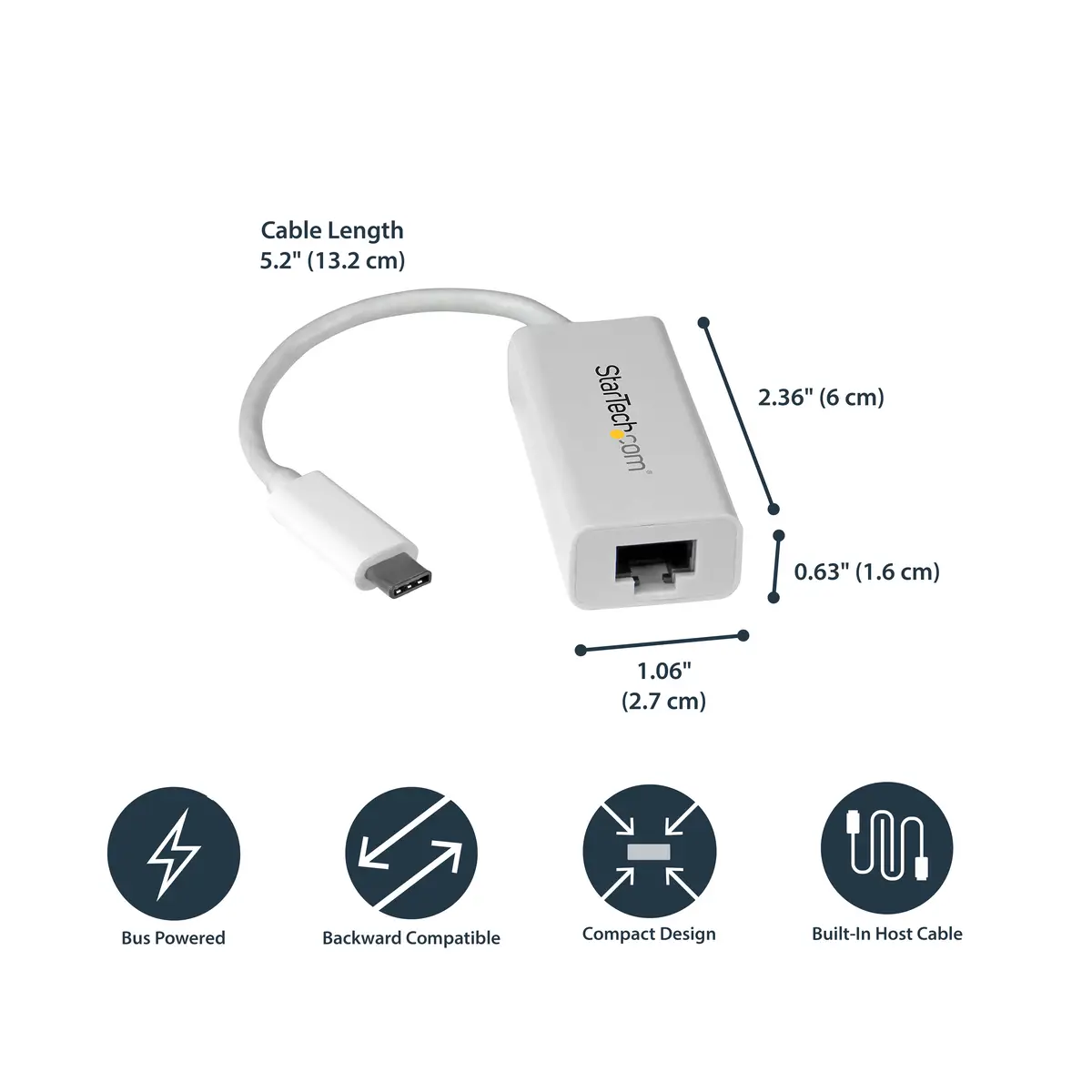 USB-C auf Gigabit Netzwerkadapter USB 3.1 Gen 1 (5 Gbit/s) Weiß