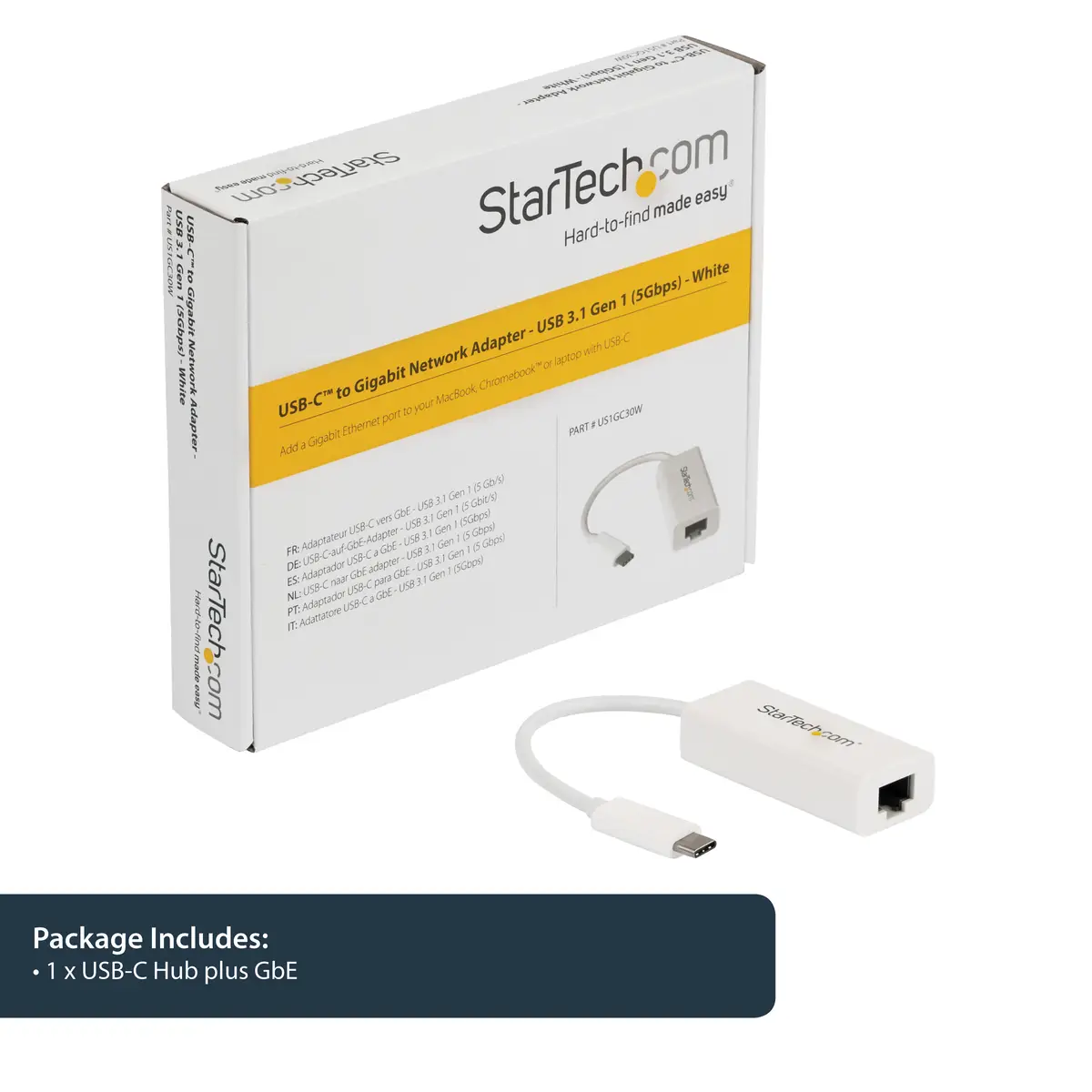 USB-C auf Gigabit Netzwerkadapter USB 3.1 Gen 1 (5 Gbit/s) Weiß