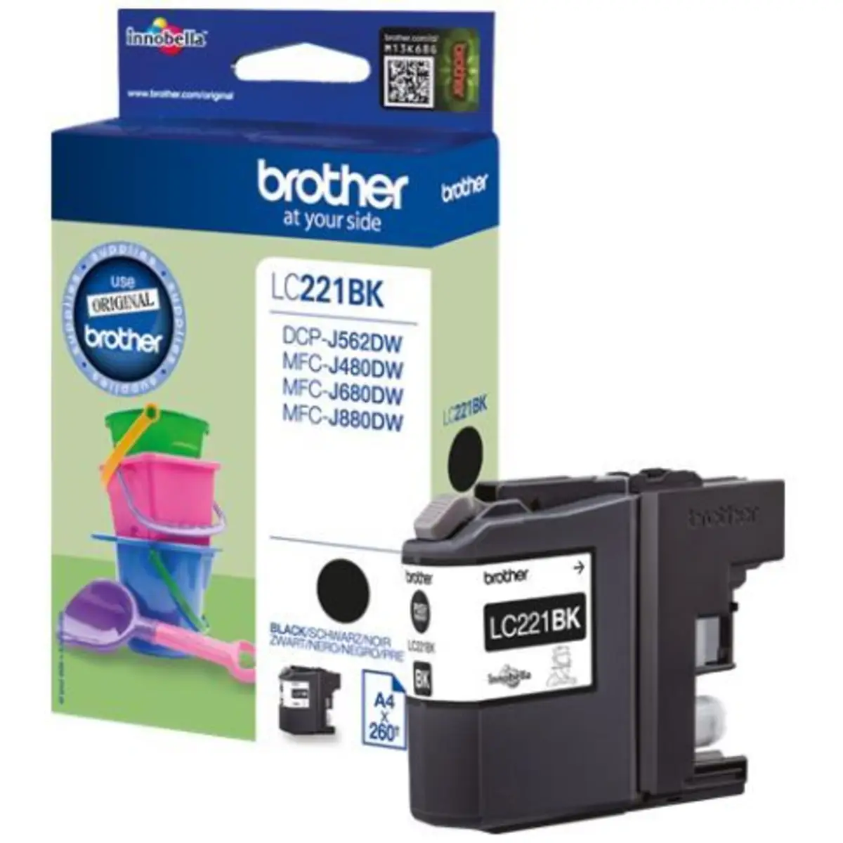 Bredher Ink Cartridge LC221BK, ca. 260 pages, black