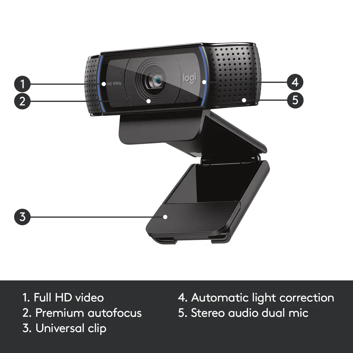 C920 HD Pro Webcam USB 1920x1080 Pixel Schwarz