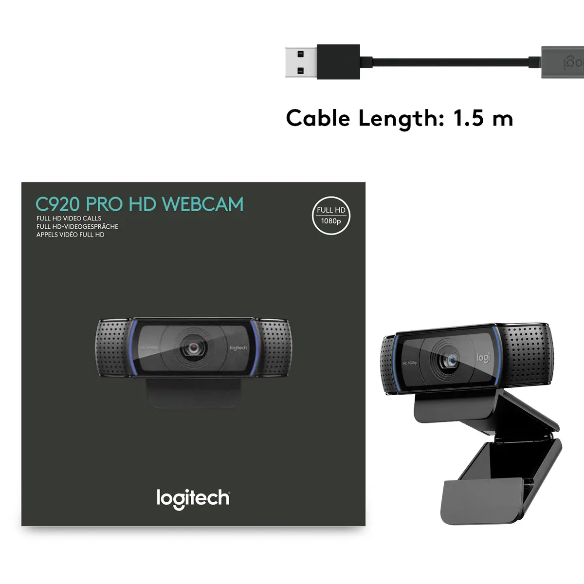 C920 HD Pro Webcam USB 1920x1080 Pixel Schwarz
