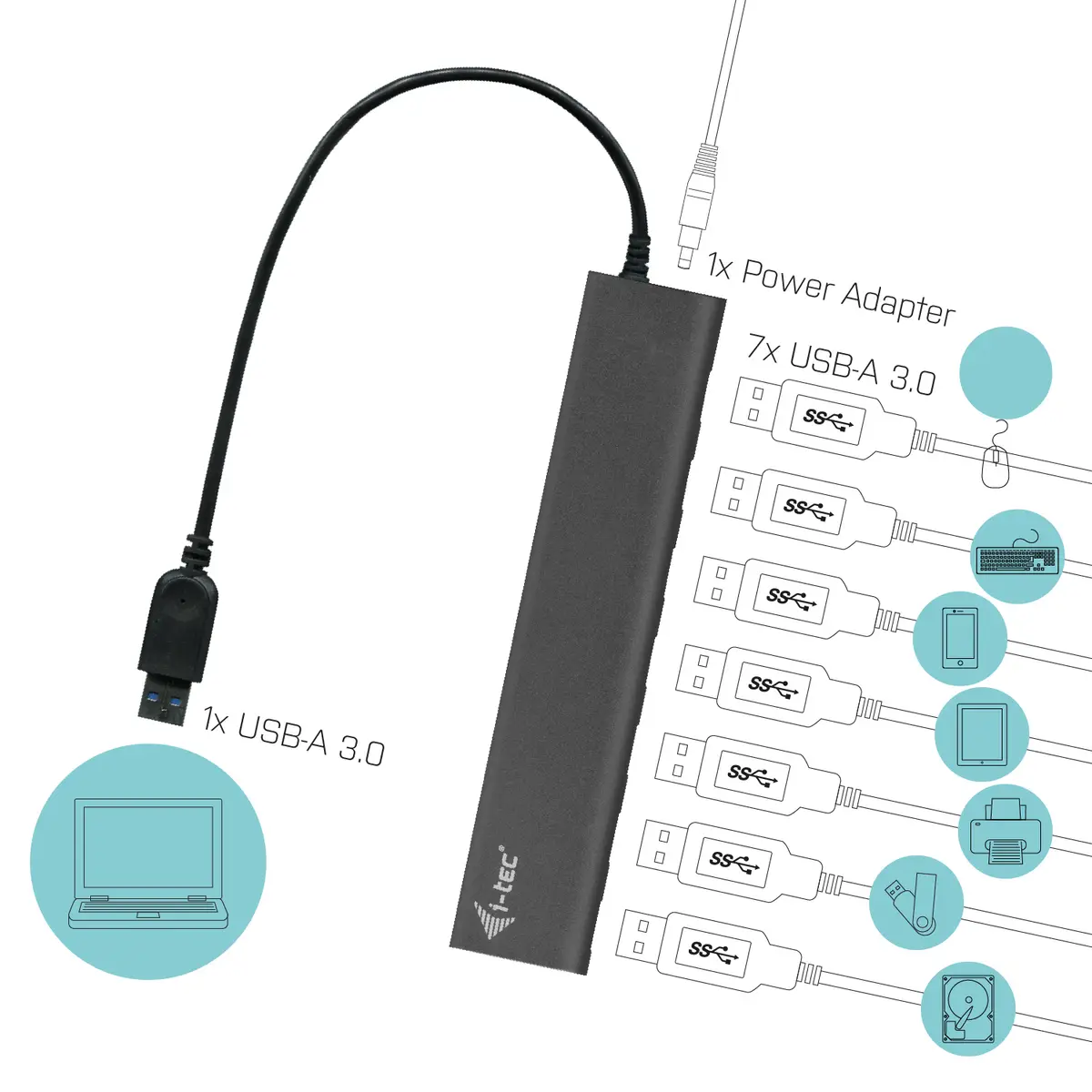 i-tec USB 3.0 Charging HUBMetal 7port Active