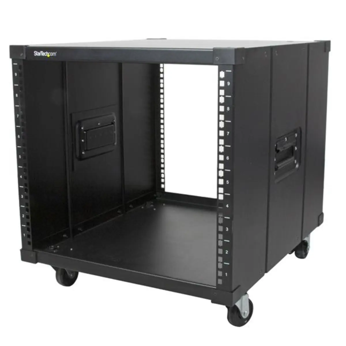 Mobiles Server Rack mit Griffen rollbarer Serverschrank Schwarz