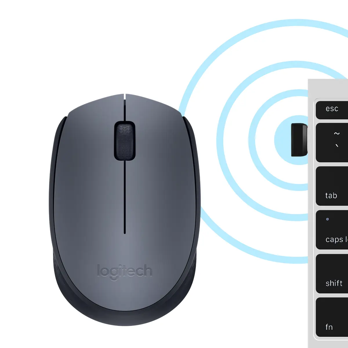 M170 Wireless Maus 3 Tasten Grau inkl. USB Empfänger