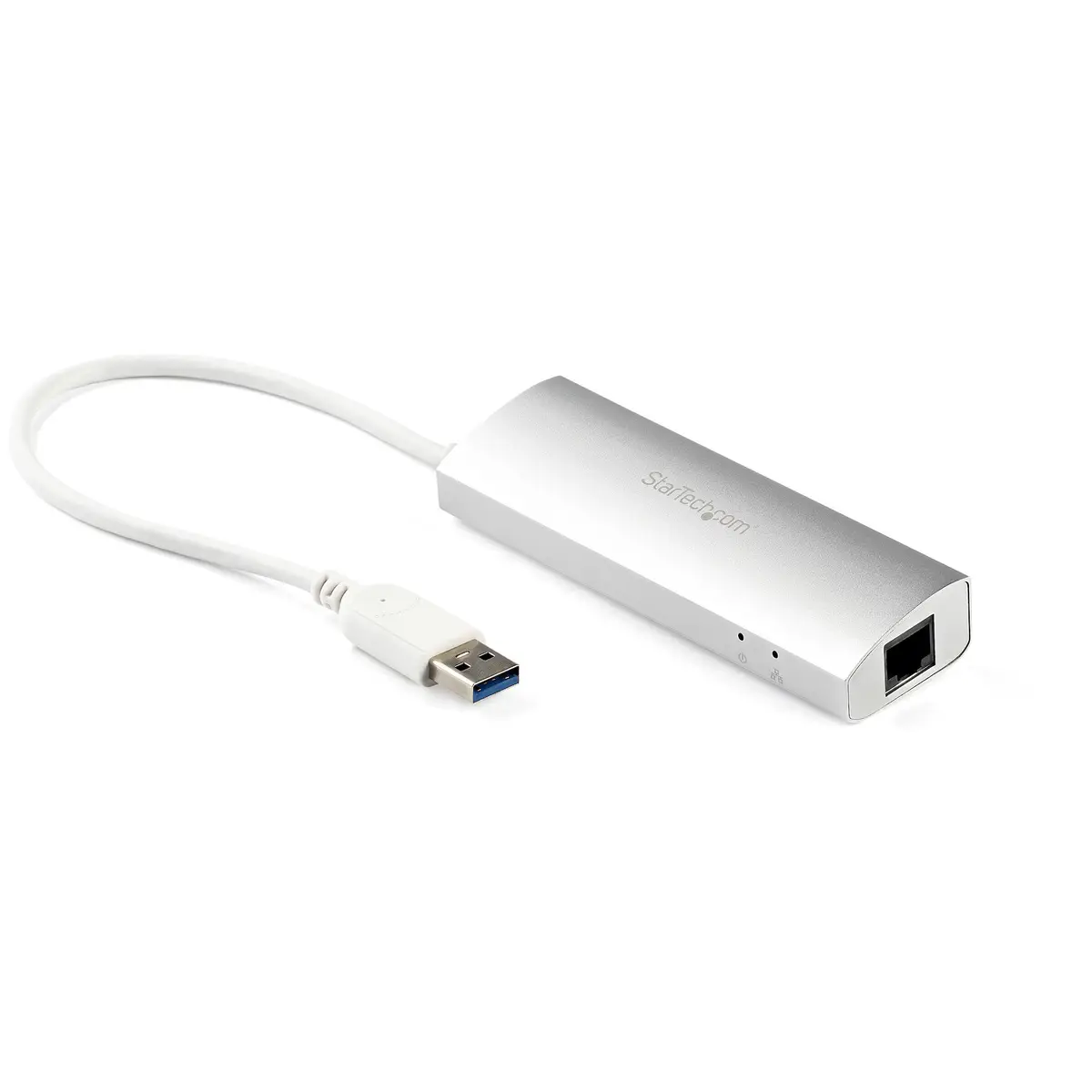 3-Port Portable USB 3.0 HUb mit GbE weiß/silber