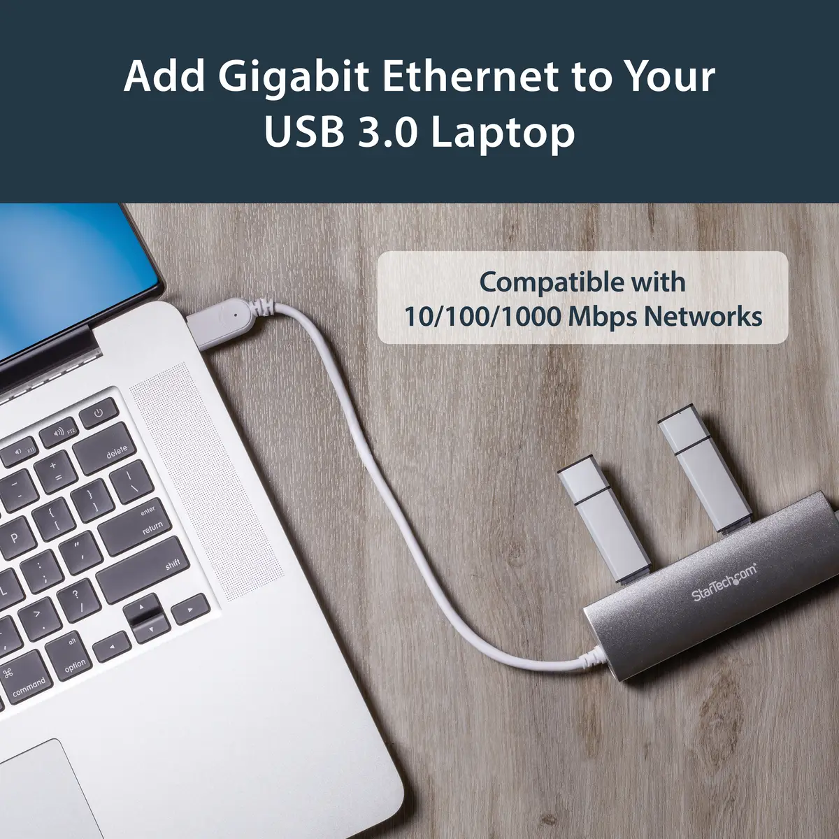 3-Port Portable USB 3.0 HUb mit GbE weiß/silber