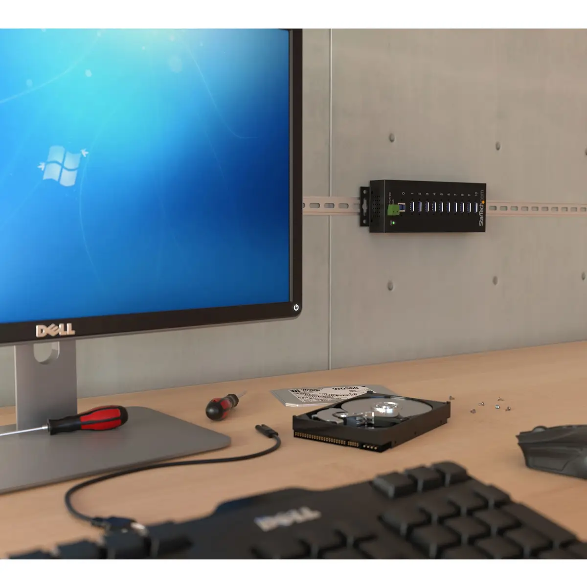 industrieller 10-Port USB 3.0 Hub mit Überspannungsschutz