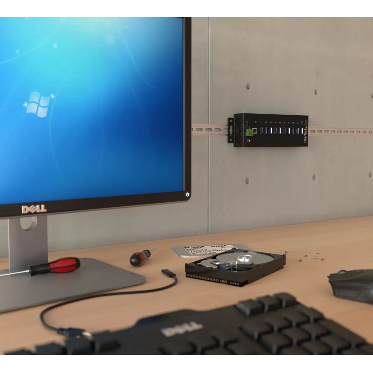 industrieller 10-Port USB 3.0 Hub mit Überspannungsschutz